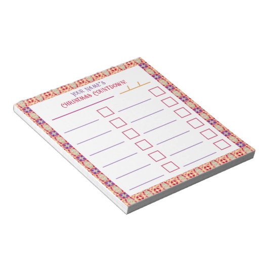 Aangepaste Jolly Bright Christmas Planner Checklis Notitieblok (Schuin)