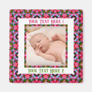 Aangepaste Jolly First Christmas Pink Fotobegroeti Magneet