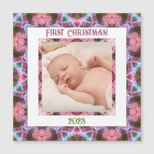 Aangepaste Jolly Kerst Roze Foto Magnetische Kaart
