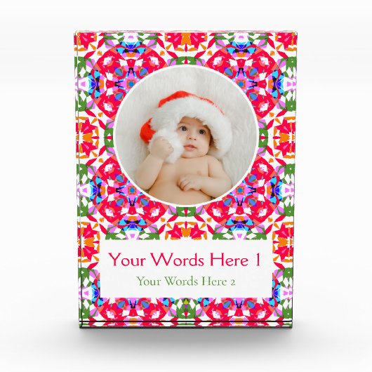 Aangepaste Jolly Rood Groen Blauw Kerstdecor Gift Fotoblokken (Voorkant)