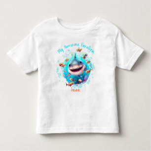 Aangepaste jongen voor Cute Shark Summer Vacation Kinder Shirts