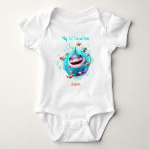 Aangepaste jongen voor Cute Shark Summer Vacation Romper