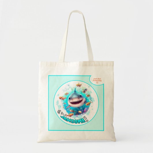 Aangepaste jongen voor Cute Shark Summer Vacation Tote Bag (Voorkant)