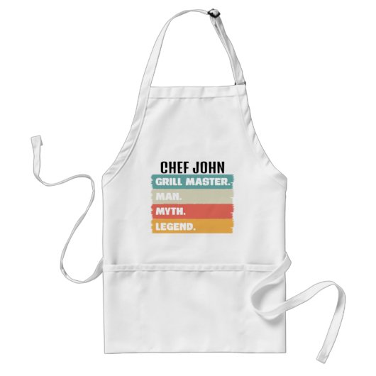 Aangepaste Jouw naam Chef Grill Master Man Myth Le Standaard Schort (Voorkant)