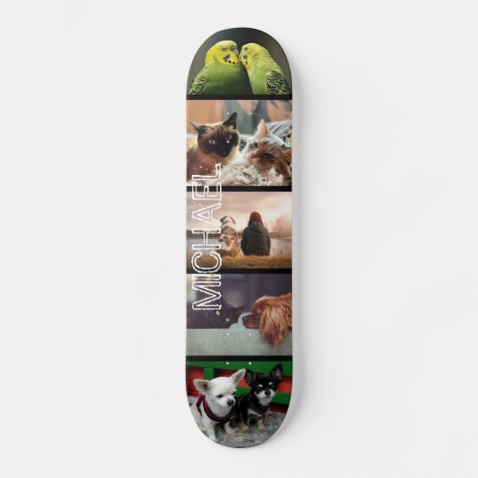 Aangepaste jouw naam voor fotocollage | 5 zwart skateboard (Voorkant)