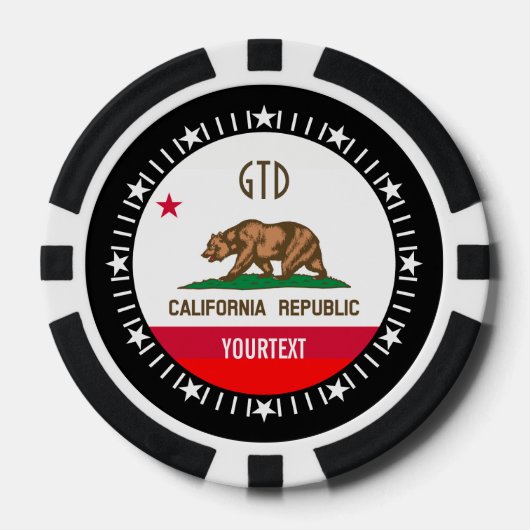 Aangepaste Jouw tekst California State Flag op een Poker Chips (Voorkant)