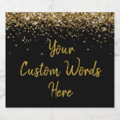 Aangepaste Jouw tekst hier gepersonaliseerd zwart  Sparkling Wijnetiket (Enkel label)