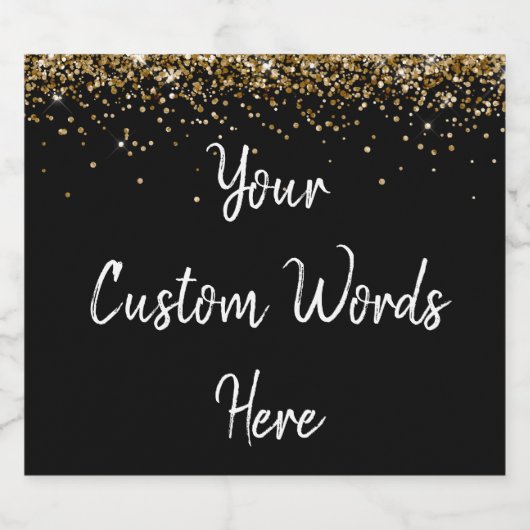 Aangepaste Jouw tekst hier gepersonaliseerd zwart  Sparkling Wijnetiket (Enkel label)