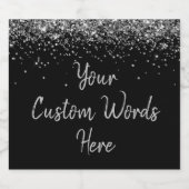 Aangepaste Jouw tekst hier gepersonaliseerd zwart  Sparkling Wijnetiket (Enkel label)