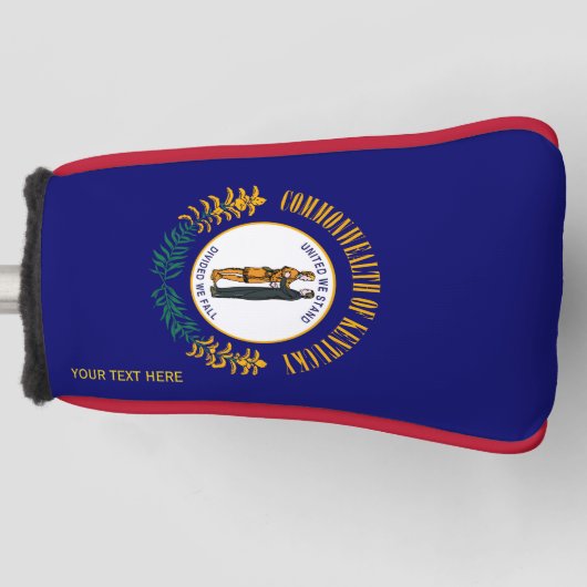 Aangepaste Jouw tekst Kentucky State Flag op een Golfheadcover (Voorkant)