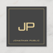 Aangepaste Jouw tekst Monogram Sjabloon Elegant Go Vierkante Visitekaartje (Voorkant)