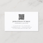 Aangepaste Jouw tekst QR Code Modern Elegant Minim Visitekaartje (Voorkant)