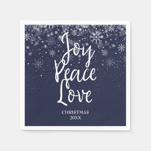 Aangepaste Joy Peace Navy Blue White Servet (Voorkant)