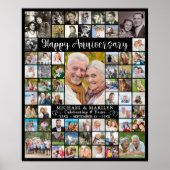 Aangepaste jubileum 64 foto collage gepersonalisee poster (Voorkant)