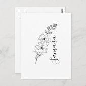 Aangepaste juli Delphinium Geboortebloem Gift voor Briefkaart (Voorkant / Achterkant)