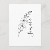 Aangepaste juli Delphinium Geboortebloem Gift voor Briefkaart (Voorkant)