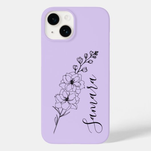 Aangepaste juli Delphinium Geboortebloem Gift voor Case-Mate iPhone Case (Achterkant)