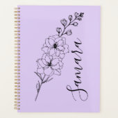 Aangepaste juli Delphinium Geboortebloem Gift voor Planner (Voorkant)