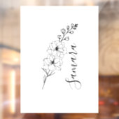 Aangepaste juli Delphinium Geboortebloem Gift voor Raamsticker (Vel 2)