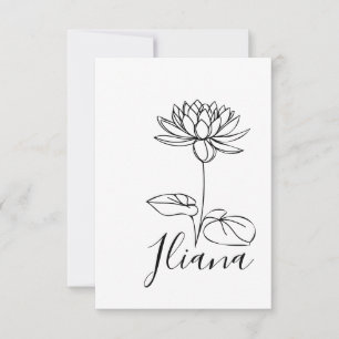 Aangepaste Juli Water Lily Geboorte Bloem Gift voo Bedankkaart