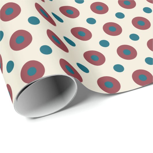 Aangepaste Jumbo Rood Blauw Polka Dots op Witte Gi Cadeaupapier (Rol Hoek)
