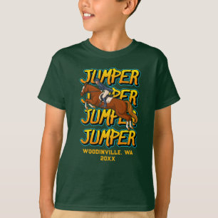 Aangepaste Jumper Horse Event of Locatie Datum Naa T-shirt