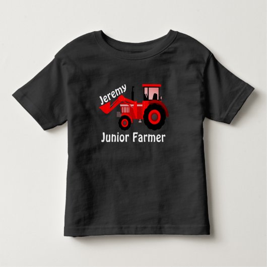 Aangepaste "Junior Farmer"- & Red Loader Tractor Kinder Shirts (Voorkant)