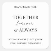 Aangepaste kaars | Samen voor altijd en altijd Vierkante Sticker (Voorkant)