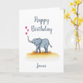 Aangepaste Kaart van de Baby Elephant Birthday (Gele Bloem)