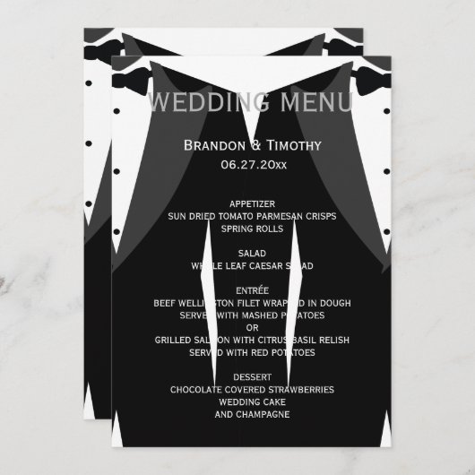 Aangepaste Kaart voor het menu Zwart-wit bruisbrui (Voorkant / Achterkant)