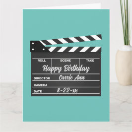 Aangepaste Kaart voor Movie Clapboard Aqua Birthda
