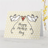 Aangepaste Kaart Witte Doves Moederdag (Gele Bloem)