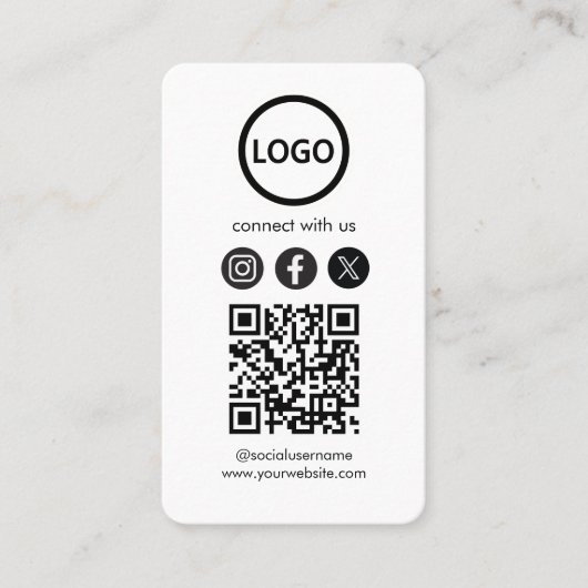 Aangepaste Kaarten, Social Media QR Code Black Bus Visitekaartje (Voorkant)
