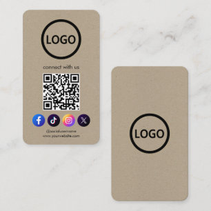 Aangepaste Kaarten Social Media QR Code Kraft Pape Visitekaartje