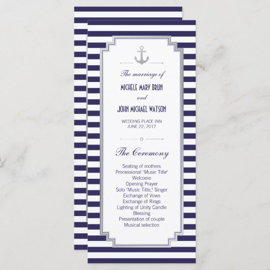 Aangepaste Kaarten voor Nautical Wedding Silver-pr (Voorkant / Achterkant)