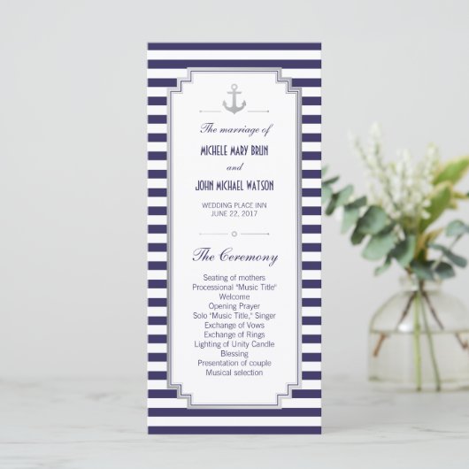 Aangepaste Kaarten voor Nautical Wedding Silver-pr (Staand voorkant)