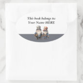 Aangepaste kabouters bosarbeiders ex libris boeken ovale sticker (Tas)