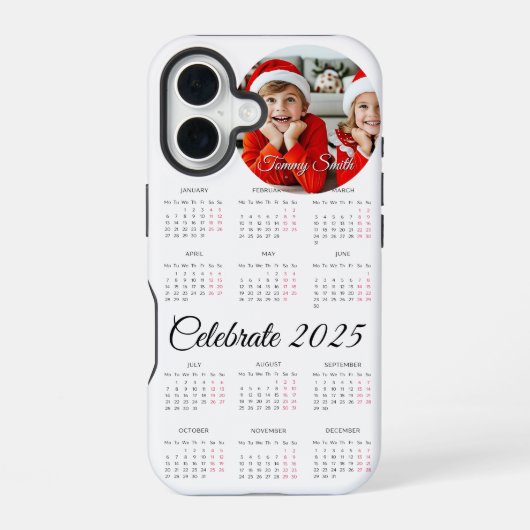 Aangepaste kalender 2025 iPhone 16 hoesje (Achterkant)