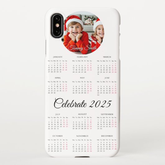 Aangepaste kalender 2025 iPhone hoesje (Achterkant)
