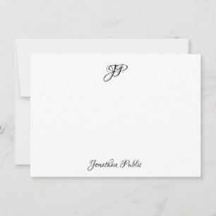 Aangepaste kalligrafeerde naam Elegant Monogram Notitiekaartje