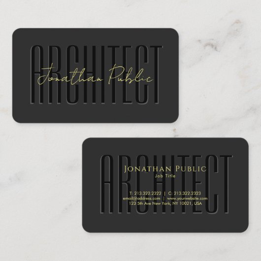 Aangepaste kalligrafie Gold Text Script Luxe Archi Visitekaartje (Voorkant / Achterkant)