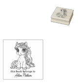 Aangepaste kalligrafie Pony Bookplate Rubberstempel (Gestempeld)