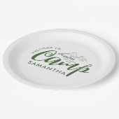 Aangepaste Kamp Bachelorette Feest Moderne Landeli Papieren Bordje (Gekanteld)