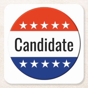 Aangepaste kandidaat-campagne 2022 Verkiezingen Vierkante Kartonnen Onderzetter