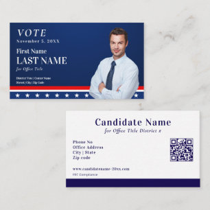Aangepaste kandidaat voor de politieke blauwe verk visitekaartje