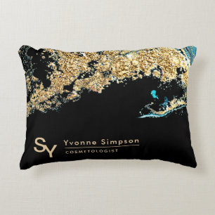 Aangepaste KANTOORDECORATIE Teal Goud Zwart Modern Accent Kussen