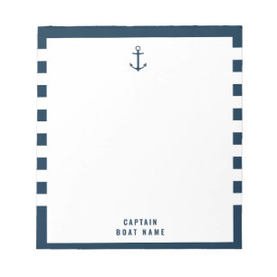 Aangepaste kapitein boot nautische anker marine st notitieblok