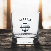 Aangepaste kapitein boot nautische anker whisky glas