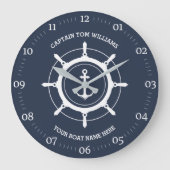 Aangepaste kapitein en anker naam boot grote klok (Voorkant)