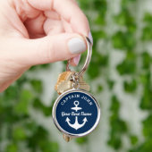 Aangepaste kapitein marine en bootnaam Anchor Sleutelhanger (Hand)
